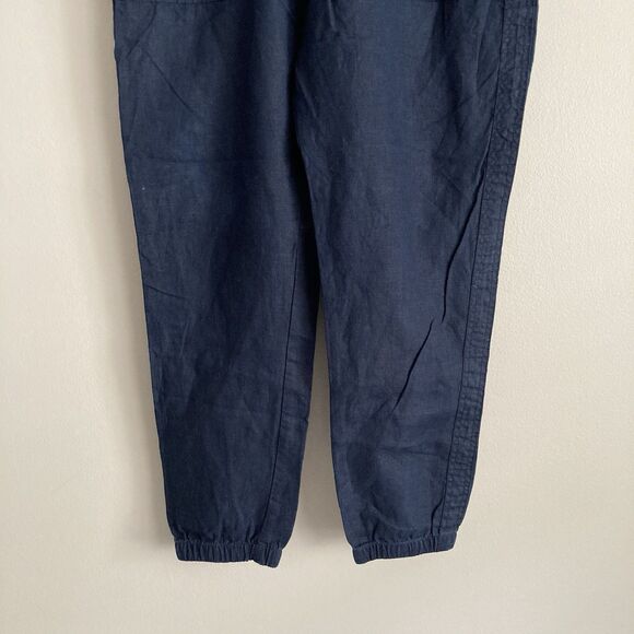 Athleta Womens Navy Blue Cabo Linen Jogger Pants Size 8 Pull On Casual Leisure - Picture 5 of 11